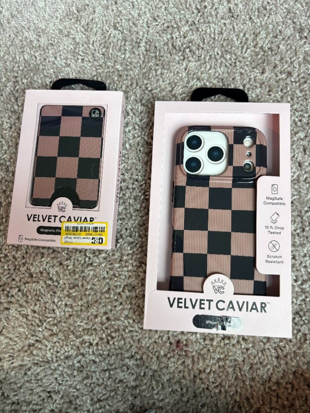 Velvet Caviar Nude Black Checkered Case and Mag Wallet Set NWT iPhone 17 Pro